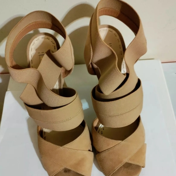 PRADA Women’s Nude/Beige Elastic Suede High Heels Sandals 36.5, 6.5. - Picture 2 of 10